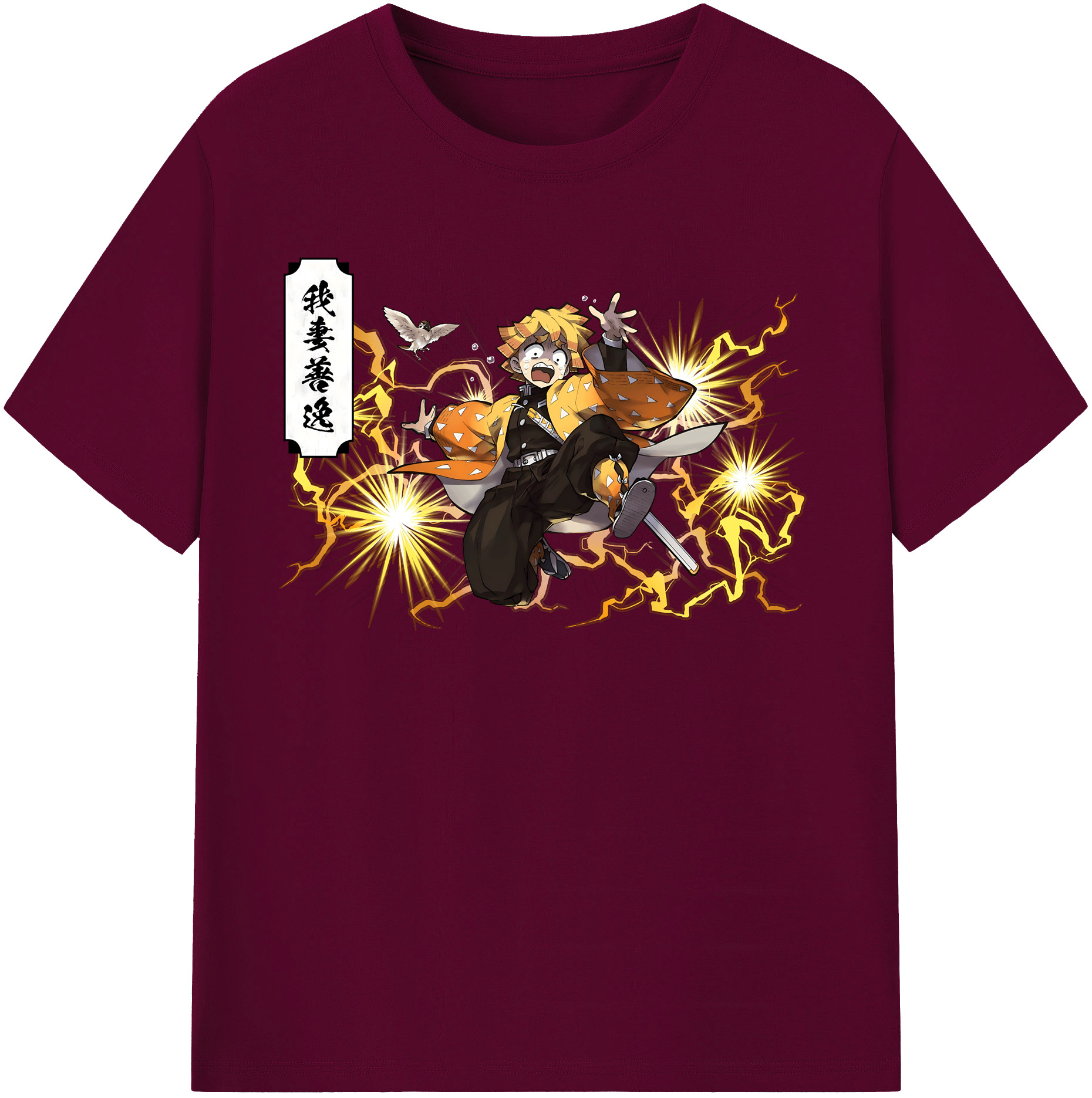 （画像用） 鬼滅の刃（きめつのやいば）我妻 善逸／あがつま ぜんいつ Agatsuma Zenitsu レディースカジュアルプリントTシャツ（綿100％）